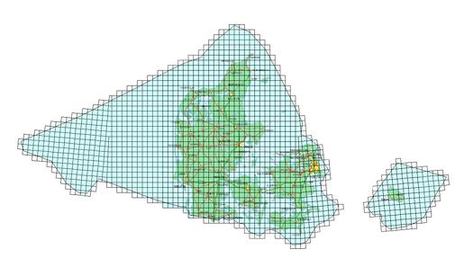 Kort over fiskeområde i Danmark