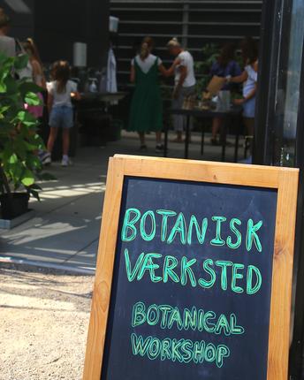 Botanisk værksted-skilt