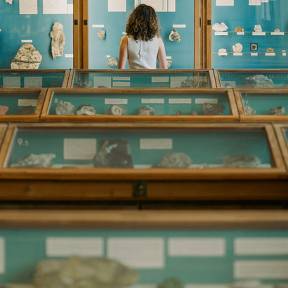 Gæst i Mineralsalen på Statens Naturhistoriske Museum